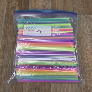 Colorful Neon Plastic Spoon Straws‎ Party Fun Kids Smoothie 194 Count